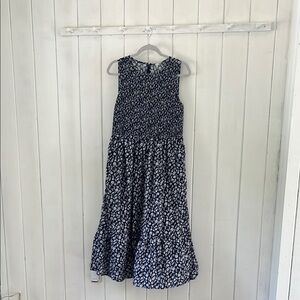 J. Crew Blue and White Pleated Sundress